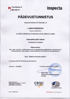 Certificate of competence MA-330-13